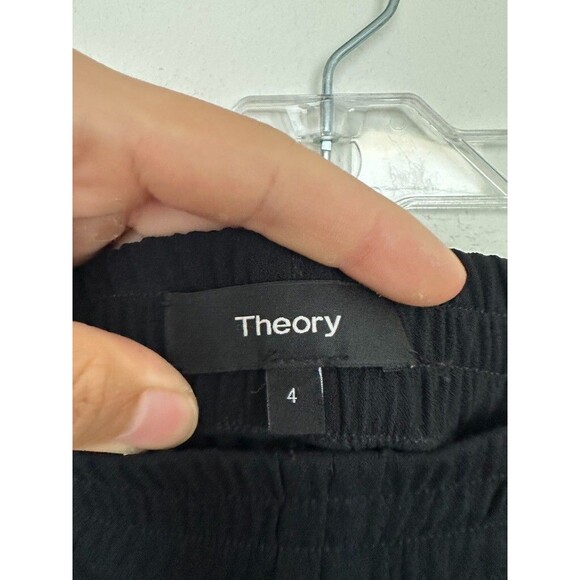 Theory Women's Viewpine C Berger Pants High Rise Pull On Black Mixed Media Sz 4 - Picture 6 of 12